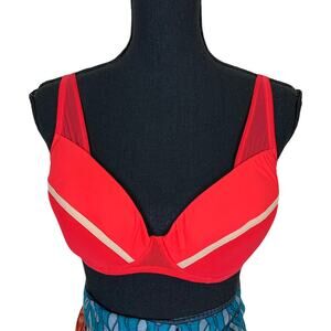 Italian Designer Red Full Coverage Bra SIZE 34D Coquette Underwire Christies NEW